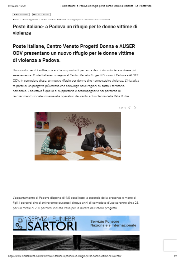 Poste italiane a Padova un rifugio per le donne vittime di violenza La PiazzaWeb 15 marzo 11